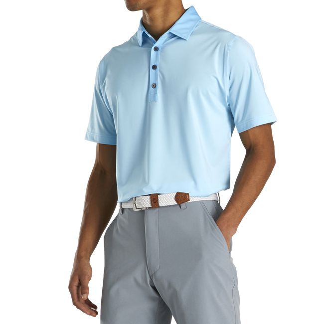 Footjoy Turn Fit Lisle End-On-End Self Collar Hemd Herren Azurblau | SFCXVQO-20