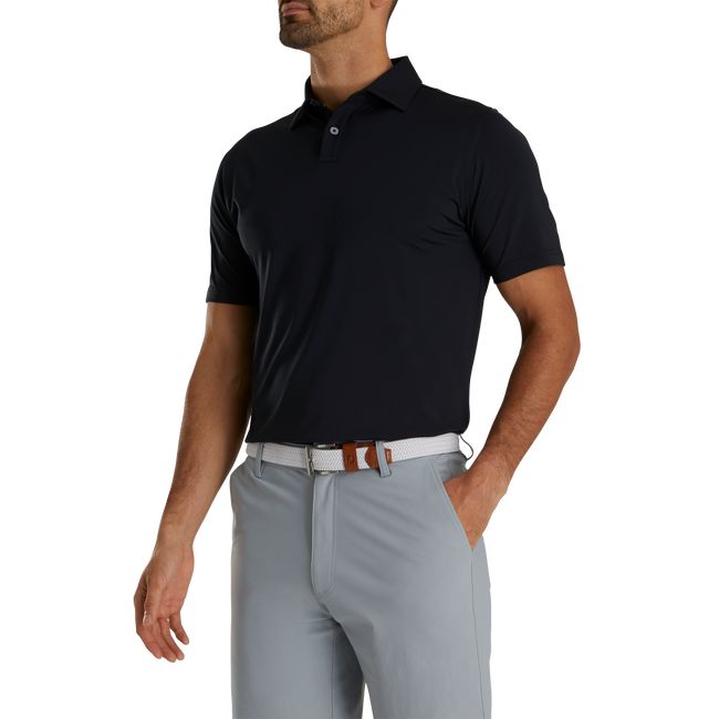 Footjoy Turn Fit Solid Lisle Self Collar Hemd Herren Schwarz | KQOXUCD-71