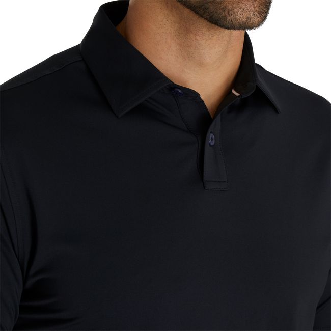 Footjoy Turn Fit Solid Lisle Self Collar Hemd Herren Schwarz | KQOXUCD-71